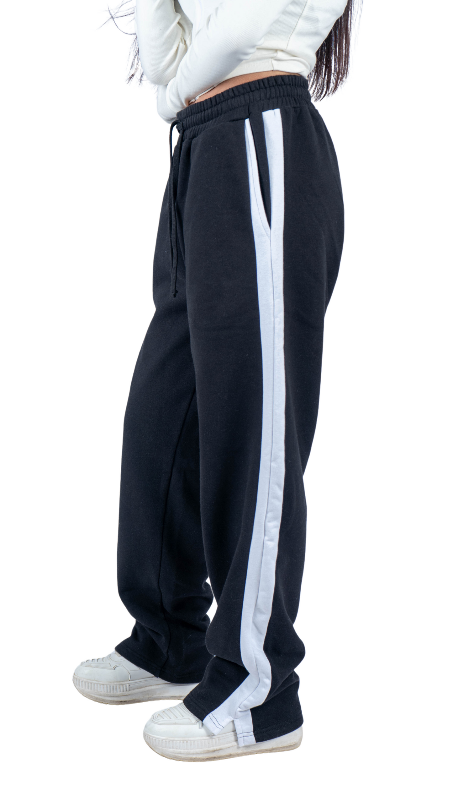 LINED PANTS - black in white