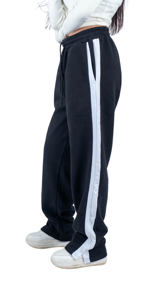 LINED PANTS - black in white