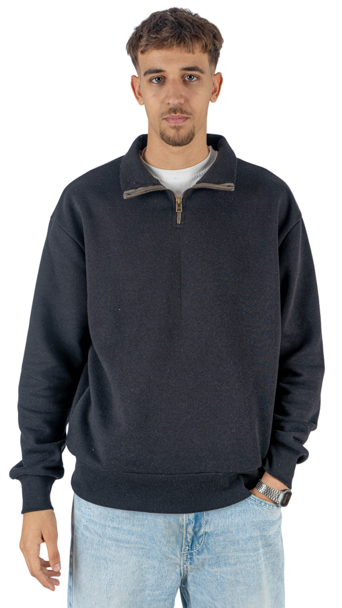 quarter zipper - black