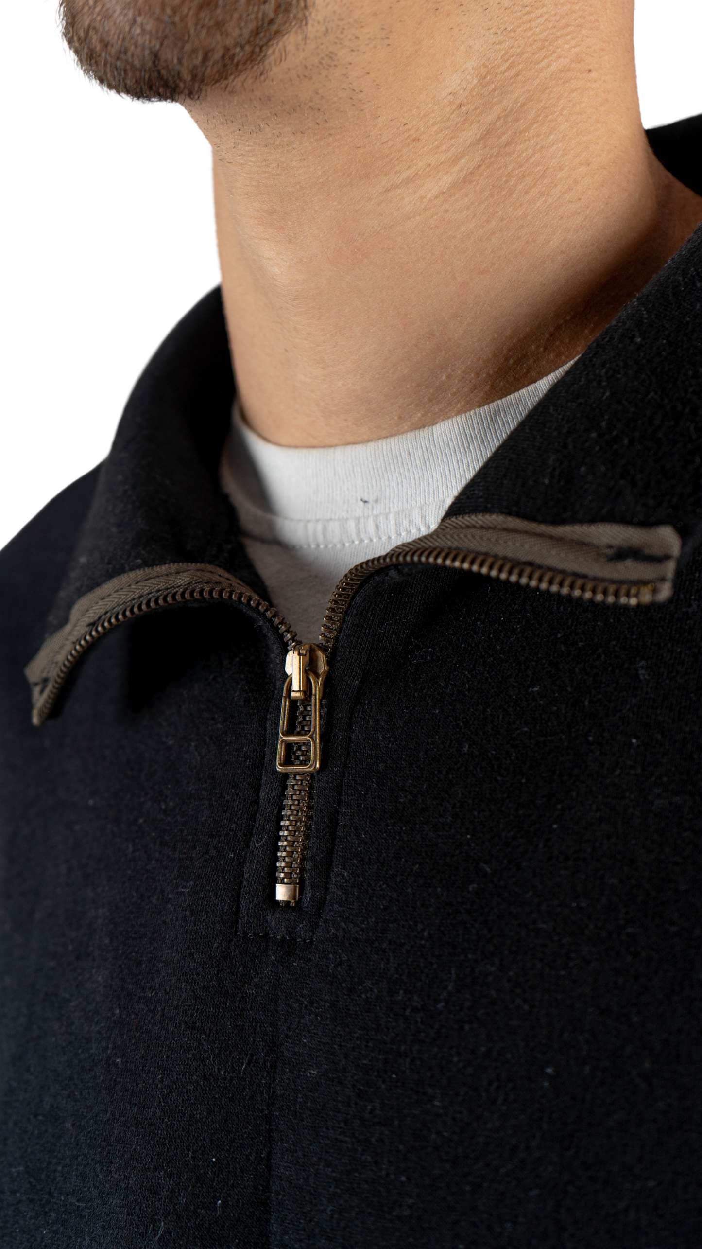 quarter zipper - black