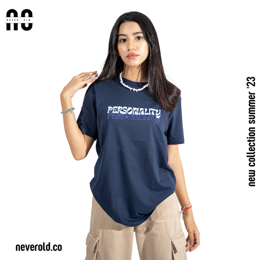 Personality t-shirt -Dark blue in blue