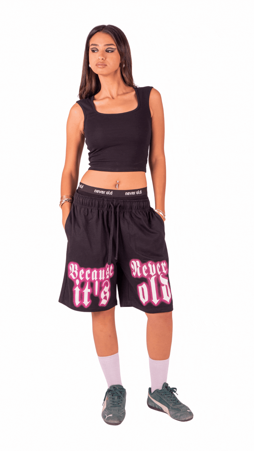 the signature square tank top - Black