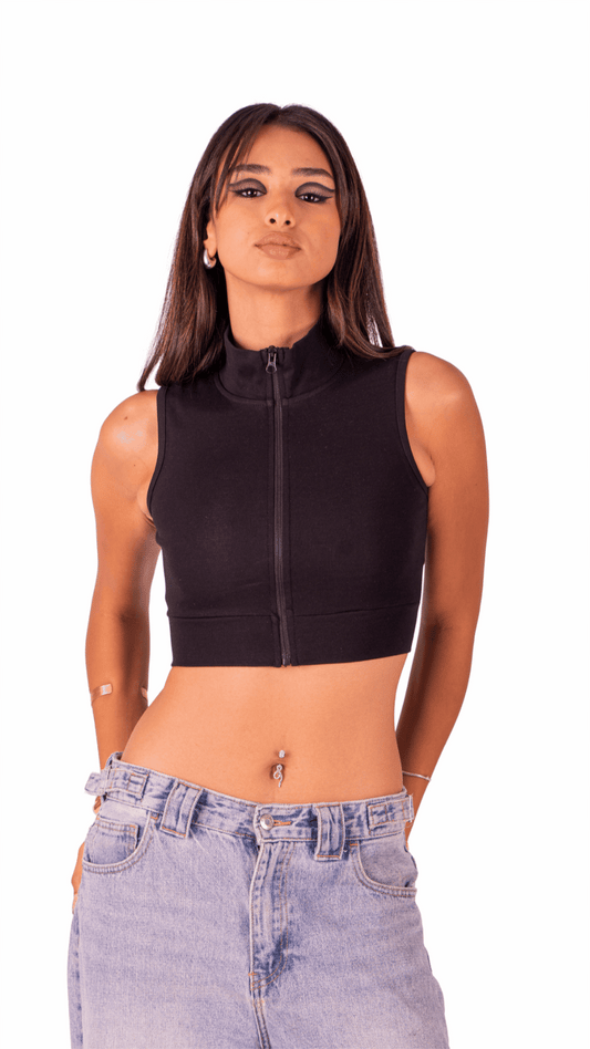 Sporty Zip-Front Essential - Black
