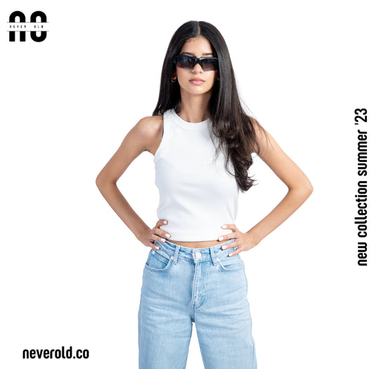 Low crop top - white