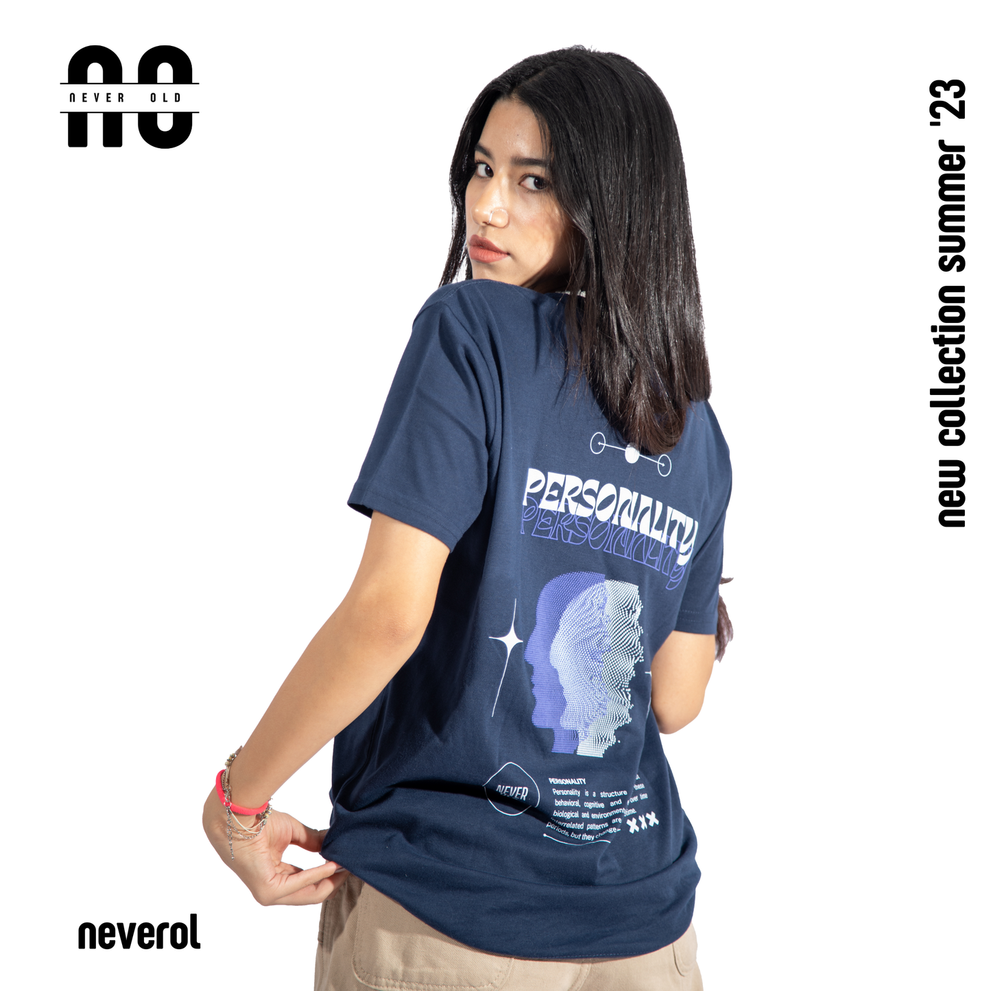 Personality t-shirt -Dark blue in blue