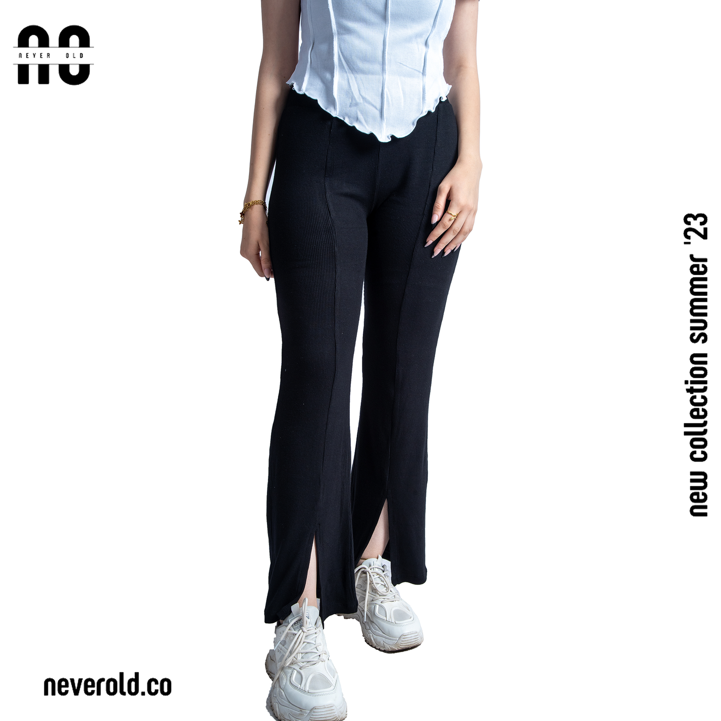 Rib pants -Black