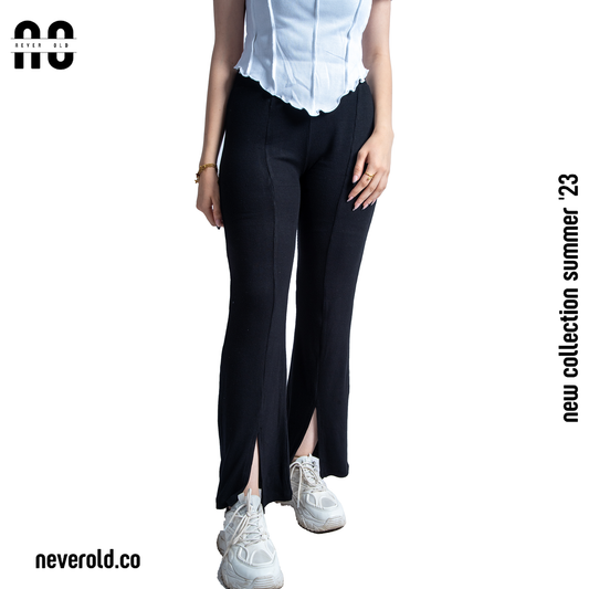 Rib pants -Black
