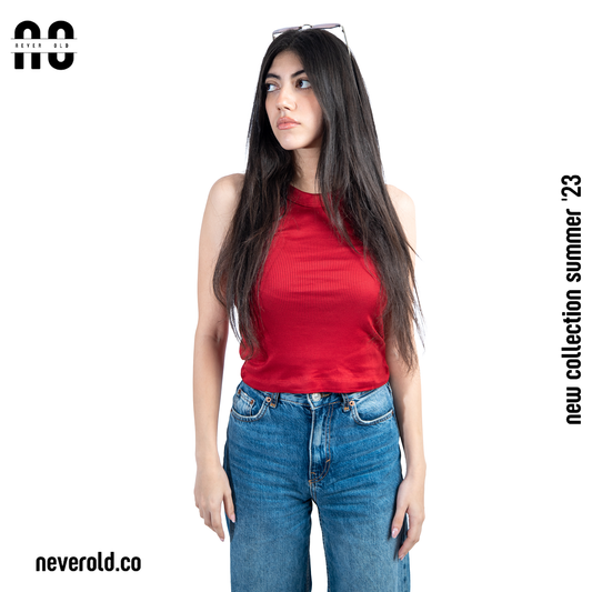 Low crop top -Hot Red