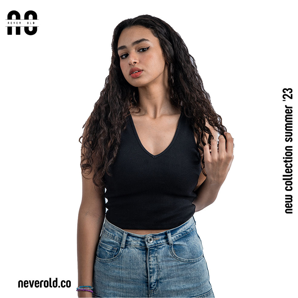 v cut top - black