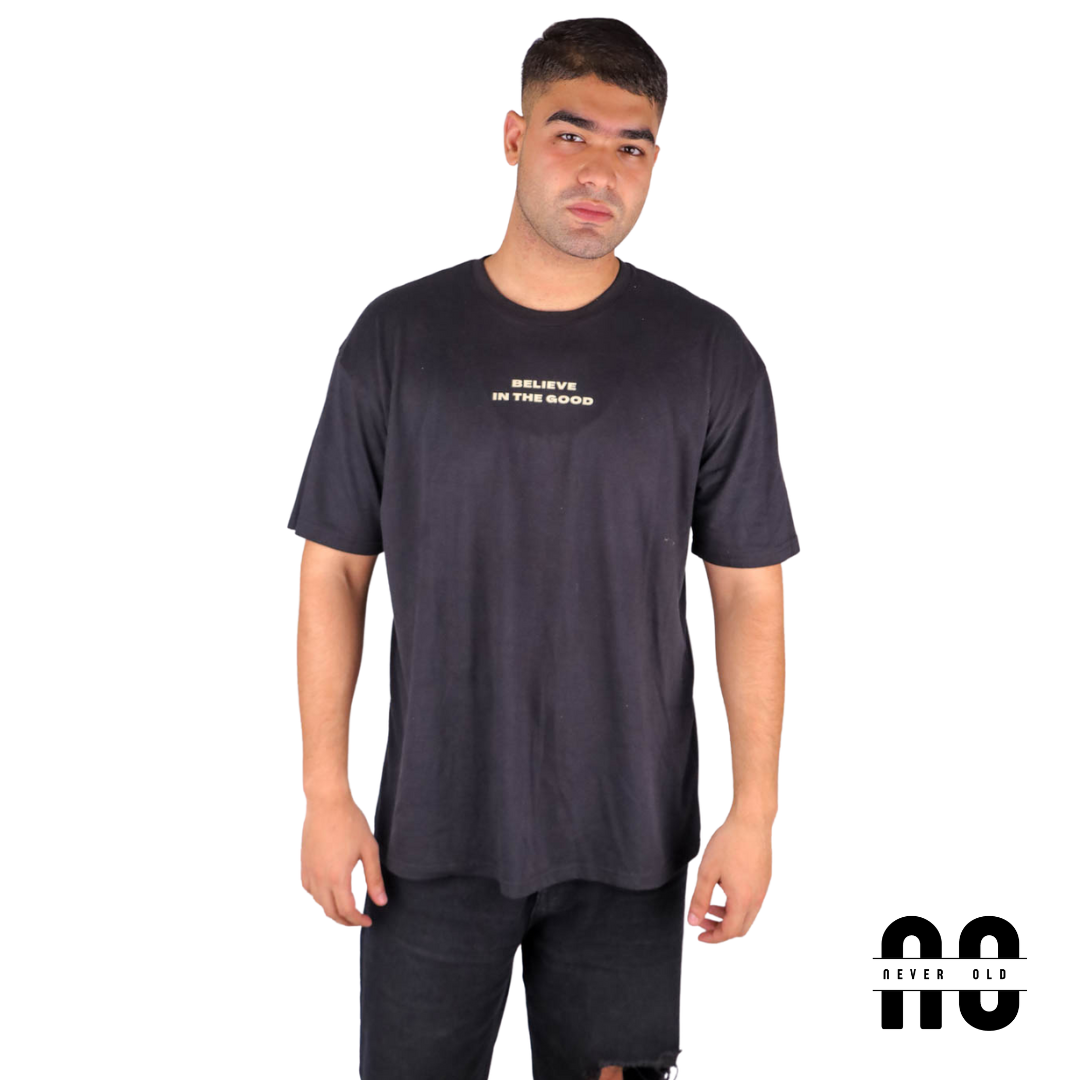 Believe In The Good Printed Round Nick T-shirt - Black