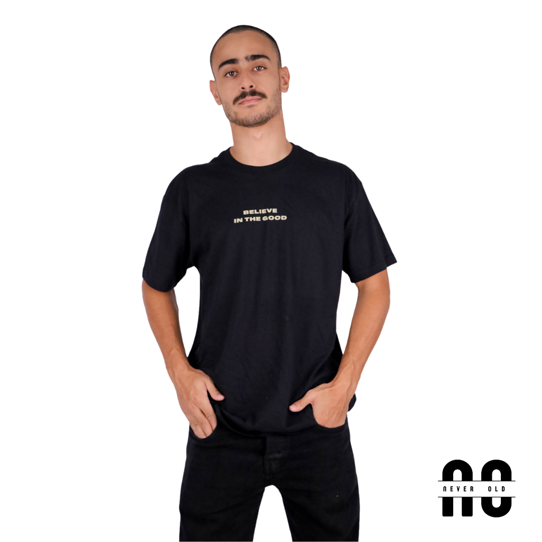 Believe In The Good Printed Round Nick T-shirt - Black