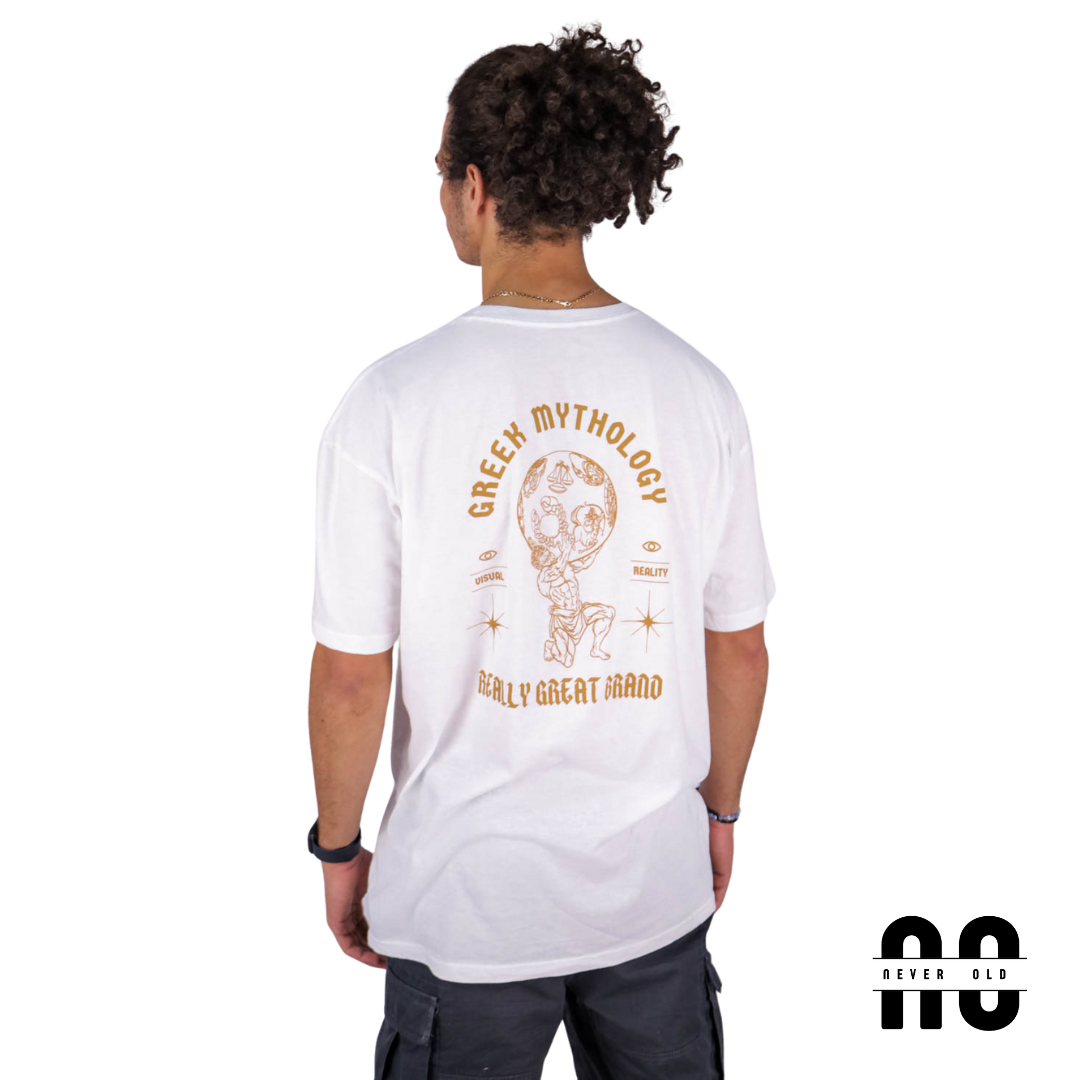 GREEK MYTHOLOGY Printed Round Nick T-shirt - White