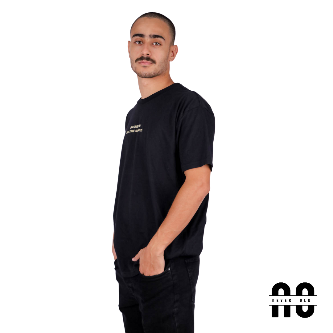 Believe In The Good Printed Round Nick T-shirt - Black