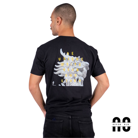BE UNIQUE Printed Round Nick T-shirt - Black
