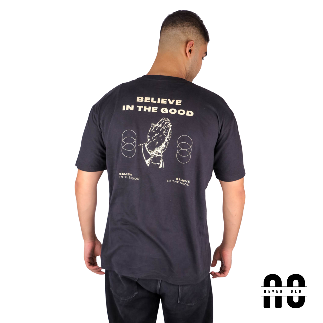 Believe In The Good Printed Round Nick T-shirt - Black