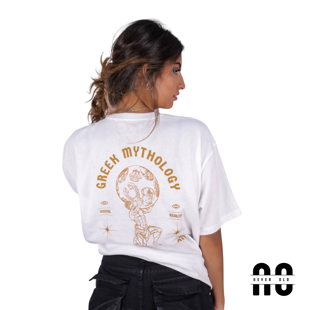 GREEK MYTHOLOGY Printed Round Nick T-shirt - White