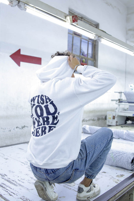 Wish you were here hoodie - white
