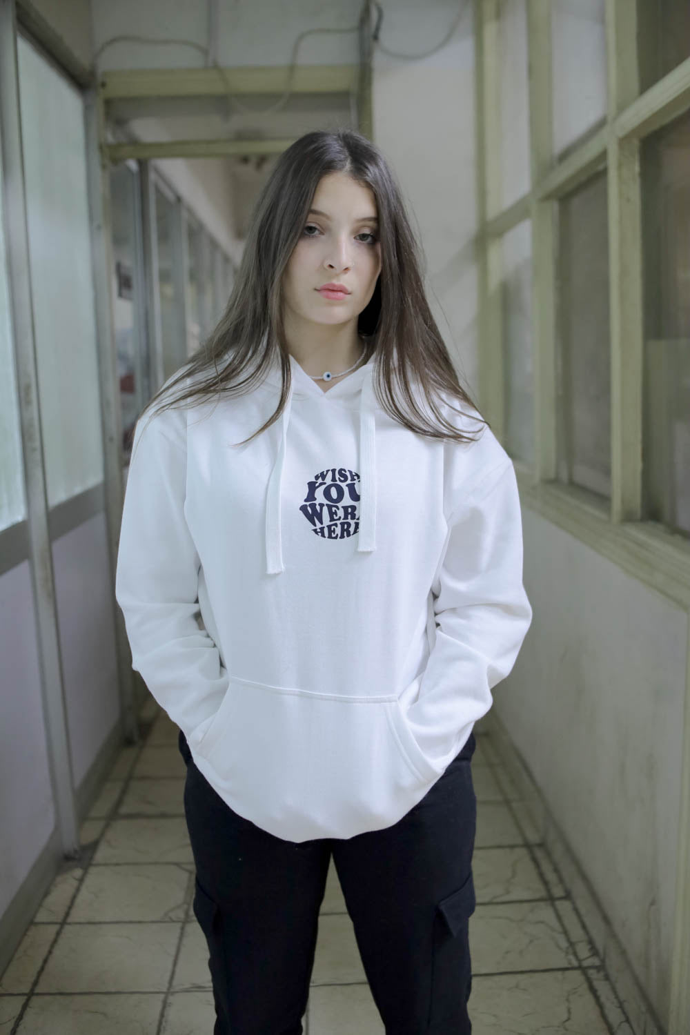Wish you were here hoodie - white