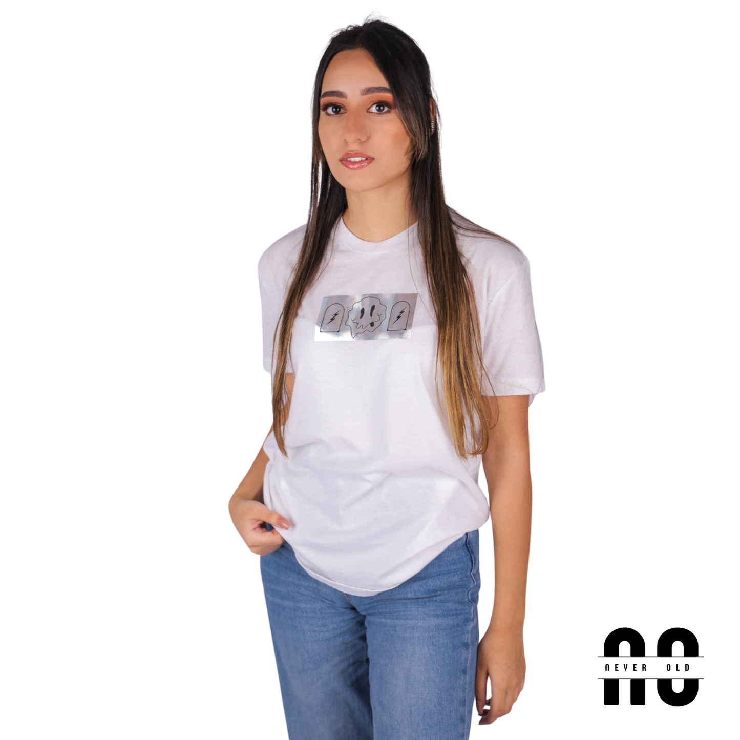 ISOLATION Printed Round Nick T-shirt - White