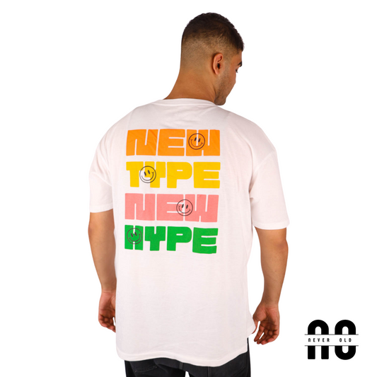 NEW TYPE NEW HYPE تي شيرت مطبوع برقبة دائرية - أبيض